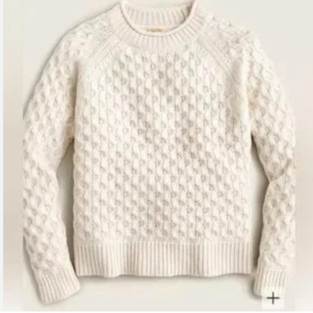 Jcrew Honeycomb Cashmere Rollneck Sweater - cream color in EUC